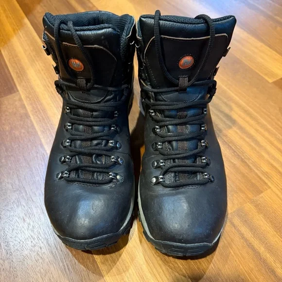 Merrell Ridgeway Waterproof Leather Hiking Boots Men’s Size 12 Dark Brown & Blk - Picture 2 of 10